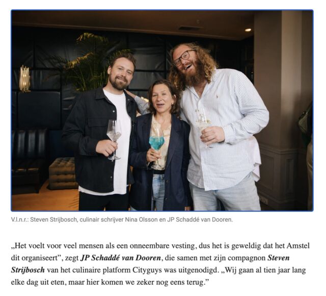 Steven, Nina en JP in De Telegraaf